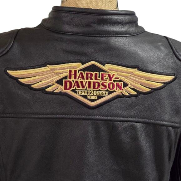 Harley Davidson 120th Anniversary Nostalgia Triple Vent System Leather Jacket 2X - Picture 10 of 16